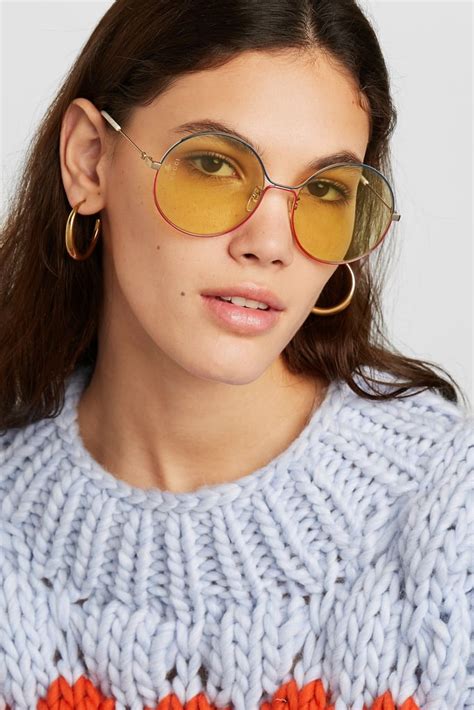 round frame gold tone gucci sunglasses|gucci eyewear round frame sunglasses.